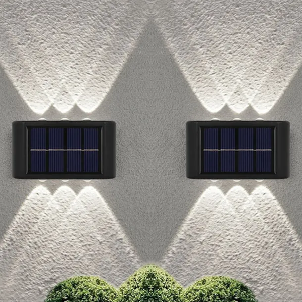 2pcs Outdoor Wall Lights Solar Waterproof LED Lamp Porch Wall Lamps 6LEDs Courtyard Lighting for Garden Balcony Decorative Landscape Street Light