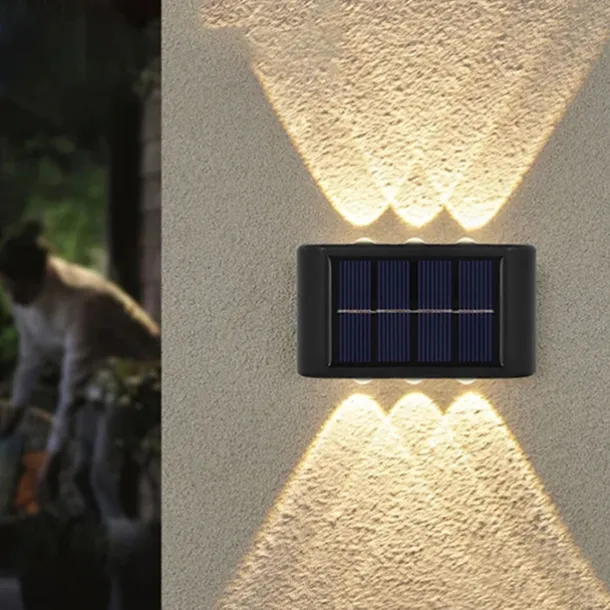 2pcs Outdoor Wall Lights Solar Waterproof LED Lamp Porch Wall Lamps 6LEDs Courtyard Lighting for Garden Balcony Decorative Landscape Street Light