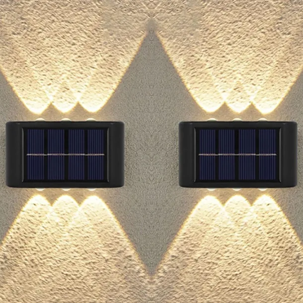 2pcs Outdoor Wall Lights Solar Waterproof LED Lamp Porch Wall Lamps 6LEDs Courtyard Lighting for Garden Balcony Decorative Landscape Street Light