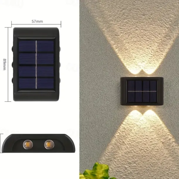 2pcs Outdoor Wall Lights Solar Waterproof LED Lamp Porch Wall Lamps 6LEDs Courtyard Lighting for Garden Balcony Decorative Landscape Street Light