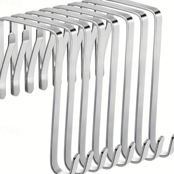 8pcs Over The Door Hooks Heavy Duty Stainless Steel Hanger Organizer For Living Room Bathroom Bedroom Kitchen Hanging Clothes Towels Hats Coats Bags