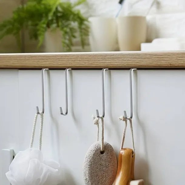 8pcs Over The Door Hooks Heavy Duty Stainless Steel Hanger Organizer For Living Room Bathroom Bedroom Kitchen Hanging Clothes Towels Hats Coats Bags