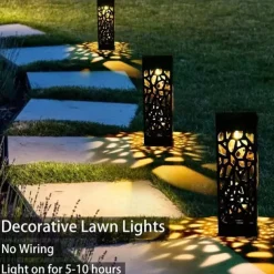 6pcs Pathway Light Outdoor Solar Lawn Path Lights IP65 Waterproof Garden Lamp For Patio Pathway Landscape Yard Decoration Lighting 6X