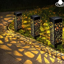 6pcs Pathway Light Outdoor Solar Lawn Path Lights IP65 Waterproof Garden Lamp For Patio Pathway Landscape Yard Decoration Lighting 6X