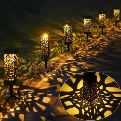 6pcs Pathway Light Outdoor Solar Lawn Path Lights IP65 Waterproof Garden Lamp For Patio Pathway Landscape Yard Decoration Lighting 6X