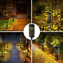 6pcs Pathway Light Outdoor Solar Lawn Path Lights IP65 Waterproof Garden Lamp For Patio Pathway Landscape Yard Decoration Lighting 6X