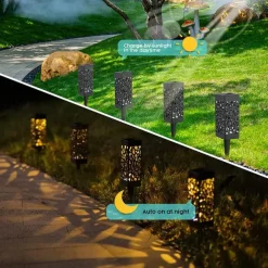 6pcs Pathway Light Outdoor Solar Lawn Path Lights IP65 Waterproof Garden Lamp For Patio Pathway Landscape Yard Decoration Lighting 6X