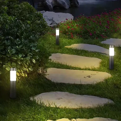 2pcs Pathway Lights Solar Outdoor Garden Lights Stainless Steel Waterproof LED Patio Light Villa Backyard Street Lighting Courtyard Landscape Decoration Lamp