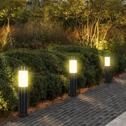 2pcs Pathway Lights Solar Outdoor Garden Lights Stainless Steel Waterproof LED Patio Light Villa Backyard Street Lighting Courtyard Landscape Decoration Lamp