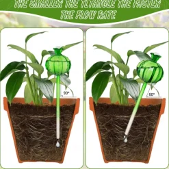 2pcs Plant Watering Globes Hand-Blown Plant Watering Devices, Self Watering Globes Watering Globes for Indoor Plants Cactus Plant Watering Bulbs