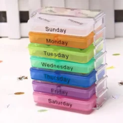 7pcs Plastic Medicine Box, 28 Case With Hook, Pill Box Drawer, One Drawer A Day