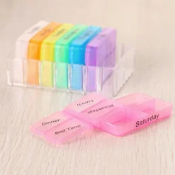 7pcs Plastic Medicine Box, 28 Case With Hook, Pill Box Drawer, One Drawer A Day