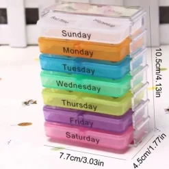 7pcs Plastic Medicine Box, 28 Case With Hook, Pill Box Drawer, One Drawer A Day