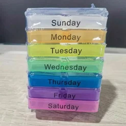 7pcs Plastic Medicine Box, 28 Case With Hook, Pill Box Drawer, One Drawer A Day