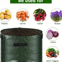 4pcs Potato Grow Bags 10 Gallon Grow Bags With Flap And Handles Plant Container Planter Pot For Potato Tomato And Vegetables Green