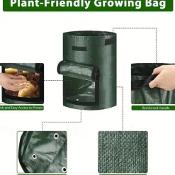 4pcs Potato Grow Bags 10 Gallon Grow Bags With Flap And Handles Plant Container Planter Pot For Potato Tomato And Vegetables Green