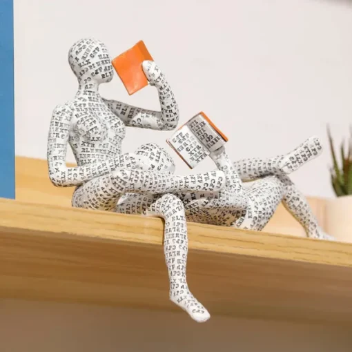 2pcs Pulp Woman Reading Bookshelf Decor,Reading Woman Figurine,Resin Statue Thinker Style,Abstract Sculptures Figurines for Home Decor Modern Office Shelf Desktop