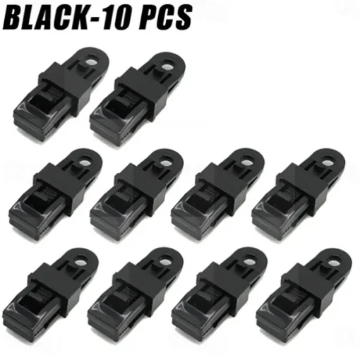 10PCS Push-Pull Tent Clips Tent Attachment Clips Outdoor Camping Tent Hooks Windproof Strap Barb Clips