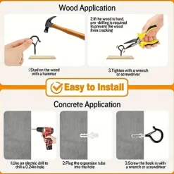 20pcs Q-Hanger Screw Hooks with Safety Buckles - Fashion Metal Outdoor Lights Hanging Kits for Christmas Fairy & String Lights - Easy Release, 2.2 Inch Length