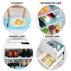 4pcs Refrigerator Liners Mats Washable, Refrigerator Mats Liner Waterproof Oilproof, Fridge Liners For Shelves, Cover Pads For Freezer Glass Shelf Cupboard Cabinet Drawer