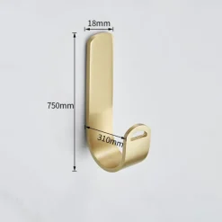 5PCS Robe Hook Brass Self Adhesive Brushed Golden Wall Mounted Hook For Bathroom/Kitchen