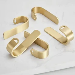 5PCS Robe Hook Brass Self Adhesive Brushed Golden Wall Mounted Hook For Bathroom/Kitchen
