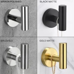 4pcs Robe Hooks Wall Mounted Clothes Hooks Bathroom Towel Hooks 304 Stainless Steel for Bathroom Kitchen