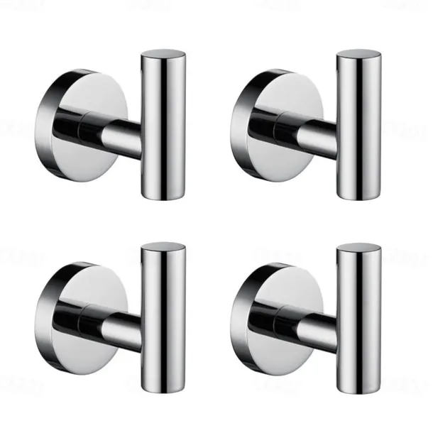 4pcs Robe Hooks Wall Mounted Clothes Hooks Bathroom Towel Hooks 304 Stainless Steel for Bathroom Kitchen