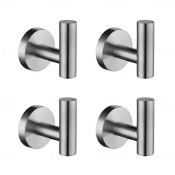 4pcs Robe Hooks Wall Mounted Clothes Hooks Bathroom Towel Hooks 304 Stainless Steel for Bathroom Kitchen