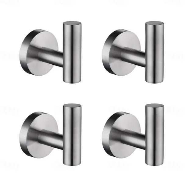 4pcs Robe Hooks Wall Mounted Clothes Hooks Bathroom Towel Hooks 304 Stainless Steel for Bathroom Kitchen