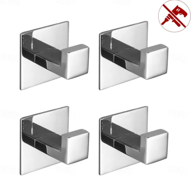 4pcs Robe Hooks Wall Mounted Clothes Hooks Bathroom Towel Hooks 304 Stainless Steel for Bathroom Kitchen