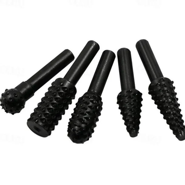 5/10pcs Rotary Burr Rasp Set Carbon Steel Wood Carving File Rasp Drill Bits Fit For Rotary Tools For DIY Woodworking Wood Plastic Carving Polishing Grinding Engraving