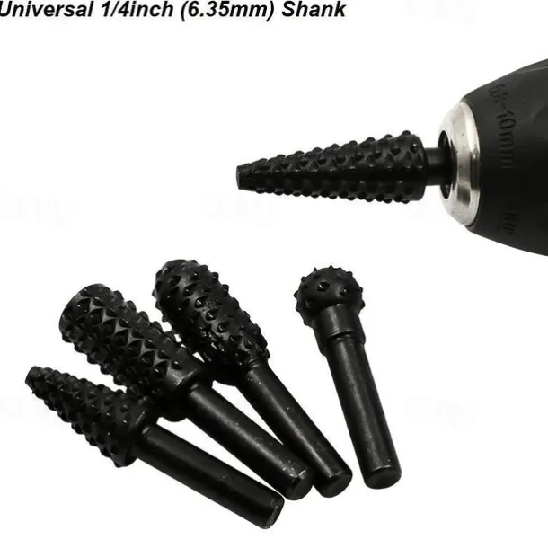 5/10pcs Rotary Burr Rasp Set Carbon Steel Wood Carving File Rasp Drill Bits Fit For Rotary Tools For DIY Woodworking Wood Plastic Carving Polishing Grinding Engraving