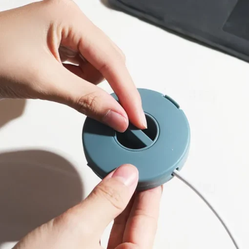 2pcs Round Wire Winder Box Portable Multifunctional Data Cable Storage Case Cable Container USB Charger Holder Wire Management Box