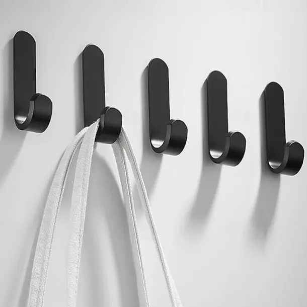 5pcs Self Adhesive Wall Hooks Stainless Steel Towel Hooks No Drilling Wardrobe Hook Self Adhesive Wall Hooks for Hanging Towels, Keys J-Shaped Hook