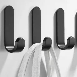 5pcs Self Adhesive Wall Hooks Stainless Steel Towel Hooks No Drilling Wardrobe Hook Self Adhesive Wall Hooks for Hanging Towels, Keys J-Shaped Hook