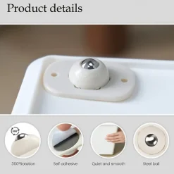 4/12pcs Self-Adhesive Caster Wheels Mini Swivel Wheels Stainless Steel Paste Universal Wheel 360 Degree Rotation Sticky Pulley For Bins Bottom Storage Box Furniture Trash Can