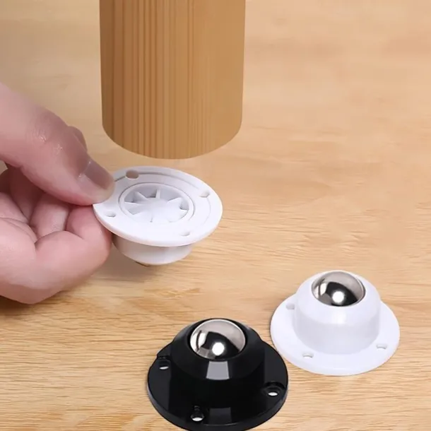 4pcs Self-adhesive Casters, Upgraded Casters, Super Load-bearing Ball Stainless Steel Universal Pulley, 360 Degree Rotating Pulley For Furniture Garbage Cans