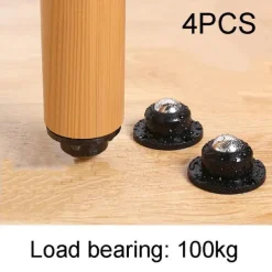 4pcs Self-adhesive Casters, Upgraded Casters, Super Load-bearing Ball Stainless Steel Universal Pulley, 360 Degree Rotating Pulley For Furniture Garbage Cans