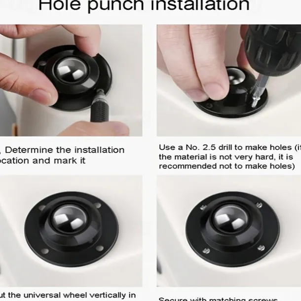 4pcs Self-adhesive Casters, Upgraded Casters, Super Load-bearing Ball Stainless Steel Universal Pulley, 360 Degree Rotating Pulley For Furniture Garbage Cans