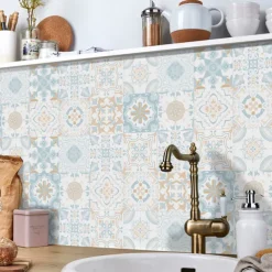 24/48pcs Self-adhesive Wall Stickers Waterproof Fresh Tiles Tile Stickers Waterproof Creative Kitchen Bathroom Living Room