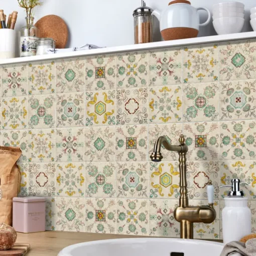 24/48pcs Self-adhesive Wall Stickers Waterproof Fresh Tiles Tile Stickers Waterproof Creative Kitchen Bathroom Living Room