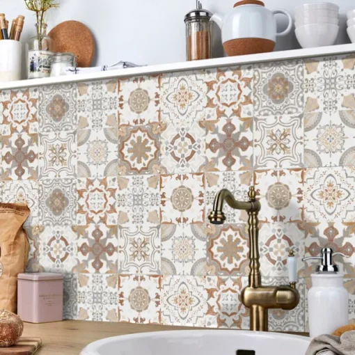 24/48pcs Self-adhesive Wall Stickers Waterproof Fresh Tiles Tile Stickers Waterproof Creative Kitchen Bathroom Living Room