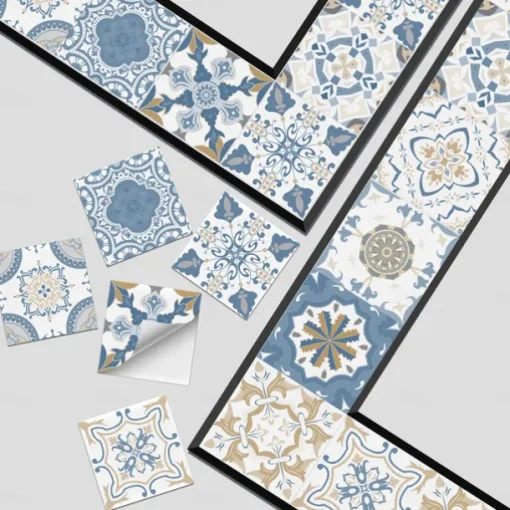 24/48pcs Self-adhesive Wall Stickers Waterproof Fashion Moroccan Tile Stickers Creative Kitchen Bathroom Living Room