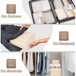 7pcs Set Travel Packing Cubes, Portable Mesh Luggage Storage Bag, Underwear Clothes Organizer Bag With Shoes Bag