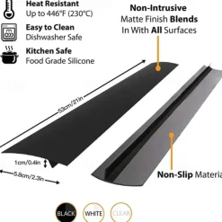 2pcs Silicone Stove Gap Cover Bathroom sink Kitchen Counter Gap Filler HeatResistant Oven Gap Filler Between Kitchen Appliances WashingMachine And Stovetop