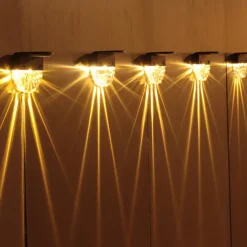 2/4pcs Solar Fence Lights Outdoor Deck Lights Warm White Waterproof RGB 2 Modes Garden Lights Villa Patio Decoration Landscape Fence Stair Lights