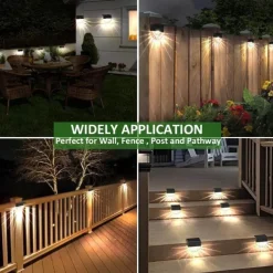 2/4pcs Solar Fence Lights Outdoor Deck Lights Warm White Waterproof RGB 2 Modes Garden Lights Villa Patio Decoration Landscape Fence Stair Lights