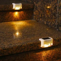 4pcs Solar Fence Lights Outdoor Waterproof Garden Light Courtyard Fence Steps Balcony Walkway Holiday Decoration Lighting Solar Night Lamp