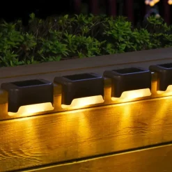 4pcs Solar Fence Lights Outdoor Waterproof Garden Light Courtyard Fence Steps Balcony Walkway Holiday Decoration Lighting Solar Night Lamp